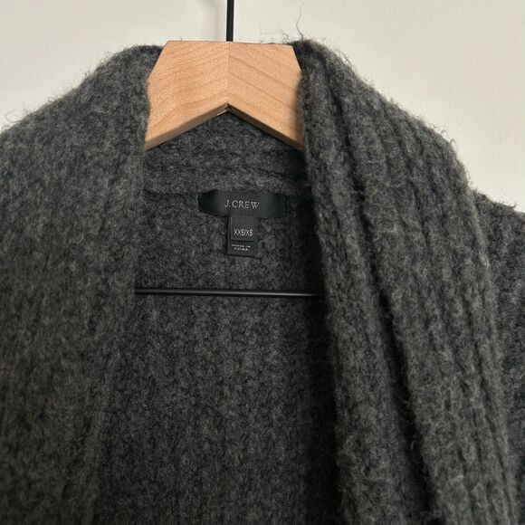 J. Crew Oversized Chunky Knit Ribbed Shawl Open Cardigan / Jacket Carbon - Picture 4 of 9